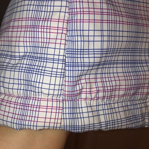 Athletech 1X White Fuchsia Pink Blue Plaid Full Zip Quilted Puffer Jacket - Picture 9 of 16